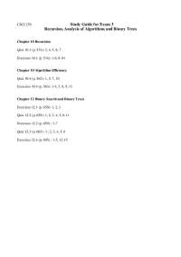 CSCI 270 Study Guide for Exams on Recursion, Algorithms, and Binary Trees