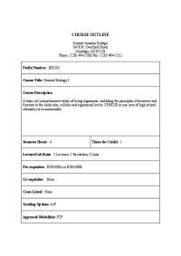 Course Outline on General Biology I | BIO 181
