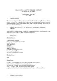 Solano Community College Governing Board Meeting Minutes (June 3, 2009)
