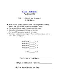 Exam 1 Solutions for Signal and Systems II | ECE 223