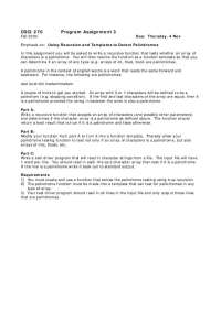 Detecting Palindromes with Recursion & Templates in CSCI 270, Fall 2004