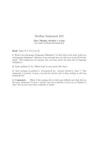 Understanding Lagrange Multipliers & Solving Taylor Problem: Reading #15