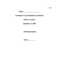 Final Exam Questions for Introduction to Economics | ECON 151