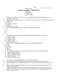 NMR Spectroscopy Test #1 - Organic Chemistry II | CHEM 231B