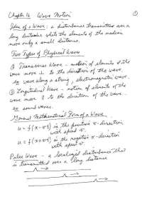 Wave Motion - General Physics with Calculus II - Handout | PHY 214S