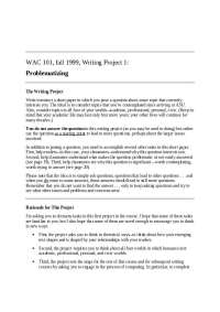 Exploring Complex Questions: ASU WAC 101 Fall 1999 Writing Project