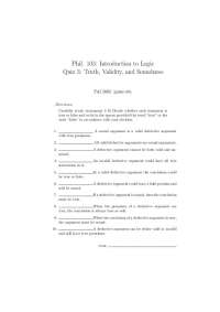 Quiz 3: Understanding Logic - Truth, Validity, and Soundness