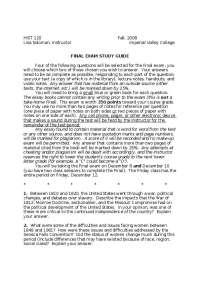 US Political Development & Women's Rights: Hist 120 Fall 2008 Exam Study Guide - Prof. Lis