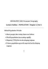 Population - Economic Geography - Lecture Notes | GEOG 2440