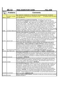 Final Exam Study Guide - Precalculus Algebra | MS 112