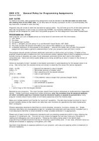 General Policy for Programming Assignments - Data Structures | CSCI 270