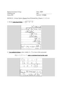 MATH 101 College Algebra: Practice Exam II Solutions - Spring 2009