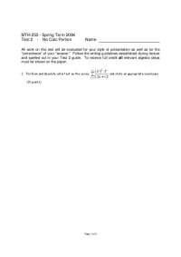 Test 2 Questions on Calculus III - Spring 2006 | MTH 253