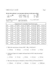 Exam 5 with Answer Key for General Chemistry I | CHEM 1110