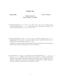 Homework 2 | Numerical Analysis - Spring 2009 | MATH 435