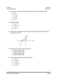 UT Martin Math 140 Practice Test: Functions and Graphs - Prof. Yelena Meadows