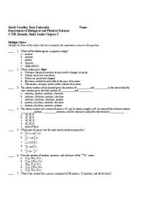 Study Guide for Exam - General Chemistry I | C 150