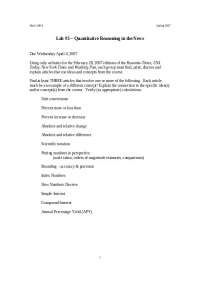 Math 100-2 Lab #3: Quantitative Reasoning in the News - Spring 2007