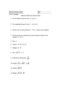 Practice Final Exam on Combined Algebra | MATH 018