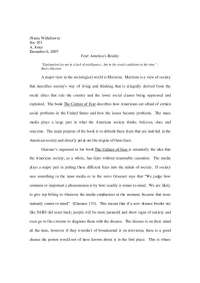Fear: America's Reality - Essay | SOC 101