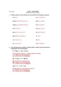 Chemistry Worksheet: Precipitation, Acids and Bases, and Molarity - Chapter 4 - Prof. Zeld