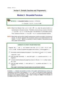 Review Sheet for Sinusoidal Functions | MTH 112