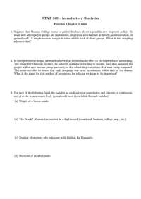 Introductory Statistics - Sampling Schemes and Variable Classification - Prof. Samuel P. W