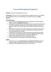 Access and Integration Assignment - Project Work | CIMS 170