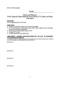 Iso Grades, Index Minerals, Facies Series - Lecture Notes | GEOL 320