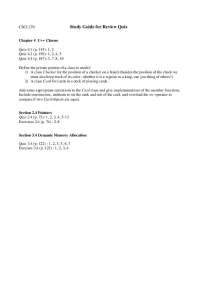 CSCI 270 Study Guide: Classes, Pointers, and Dynamic Memory Allocation