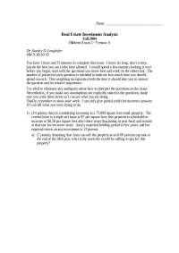Midterm Exam I - Real Estate Investment Analysis | RE 618