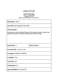 Human Biology for Allied Health: BIO156 Course Outline, Central Arizona College
