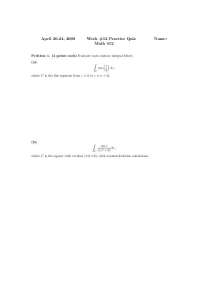 Practice Quiz for Complex Analysis | MATH 412