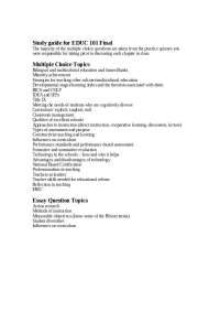 EDUC 101 Final Exam Study Guide