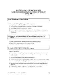 Marketing Major Assessment Plan at Raj Soin College of Business