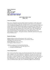 History 205: The World Since 1945 - Course Information and Schedule