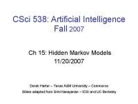 Hidden Markov Models: Reasoning over Time with HMMs - Prof. Derek Harter