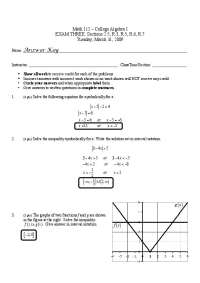 College Algebra I - Solved Exam 3 Form A | MATH 112