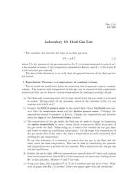 Ideal Gas Law Laboratory: Pressure and Volume Experiments