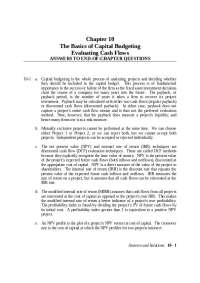 The Basics of Capital Budgeting Evaluating Cash Flows - Short Answers | FIN 332