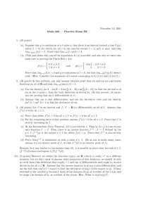 Math 323 - Practice Exam III Solutions: Limits, Derivatives, and Contractive Functions