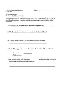 Elementary Astronomy - Homework Questions - Spring 2009 | PSC 203