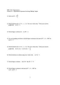 Assignment Unsolved Questions - Trigonometry | MAC 1114