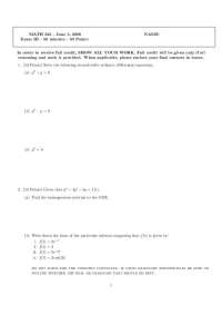 Practice Exam III - Differential Equations - Spring 2008 | MATH 225