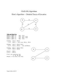 Detailed Traces of Execution for Prim's and Dijkstra's Algorithms