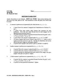 Midterm Exam with 7 Questions - Intermediate Microeconomic Analysis | ECO 3306