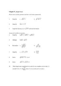 Chapter 9 Sample Exam: Mathematics Problem Solving - Prof. John Redden