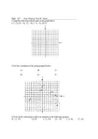 Unit 3 Practice Test III: Graphing Ordered Pairs and Solving Equations - Prof. Jere C. Bru