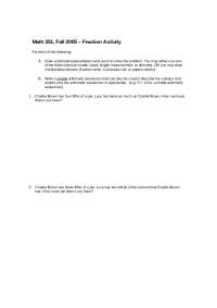 Fraction Activity - 5 Questions - Mathematics Elementary Techniques II | MATH 351