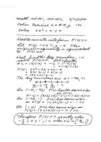Resolution for Homework 14 - Calculus and Precalculus I - Fall 2007 | MATH 148